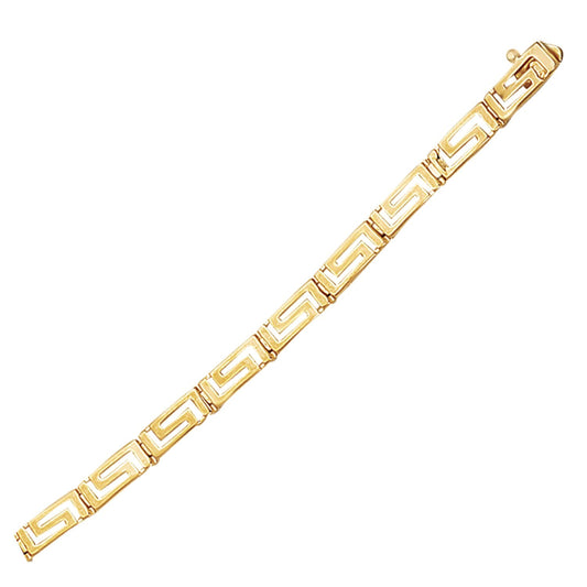 Armband mit griechischem Mäandermuster, 14 Karat Gelbgold (3,30 mm)