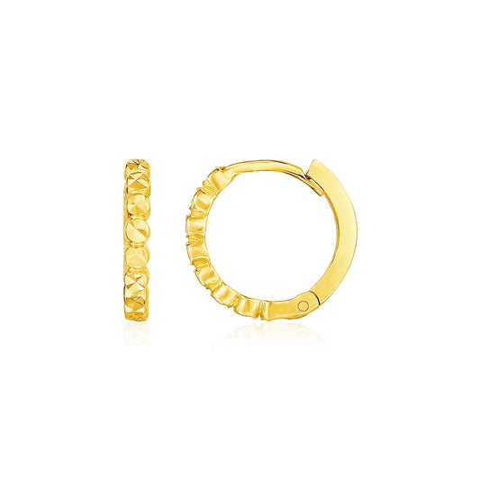 14 Karat Gelbgold Kleine strukturierte runde Creolen