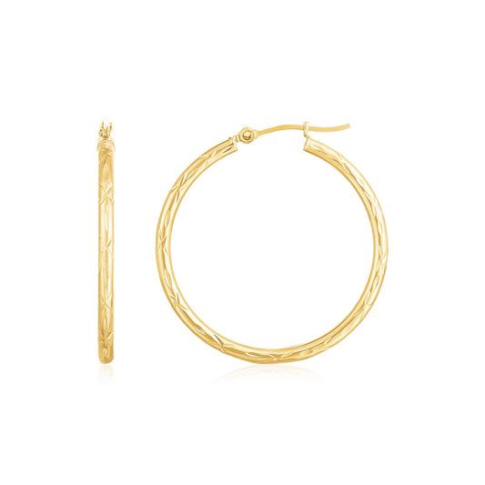 14K Gelbgold Diamantschliff Kreolen (2x30mm)