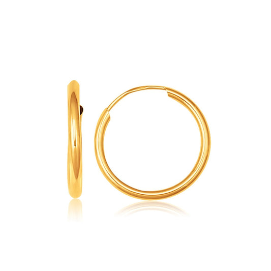 Boucles d'oreilles créoles sans fin polies en or jaune 10 carats (diamètre 16 mm)
