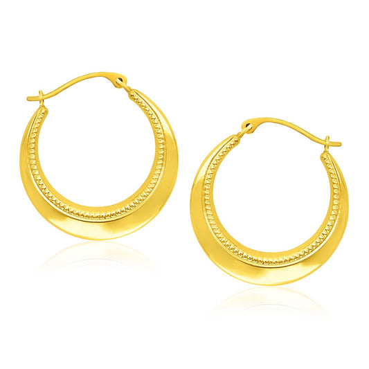 14 Karat Gelbgold Runde Creolen mit Seilstruktur