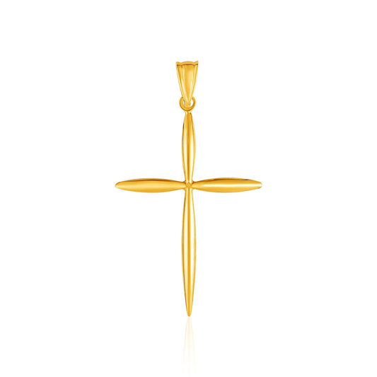 14k Gelbgold Kreuzanhänger, abgerundet und spitz zulaufend
