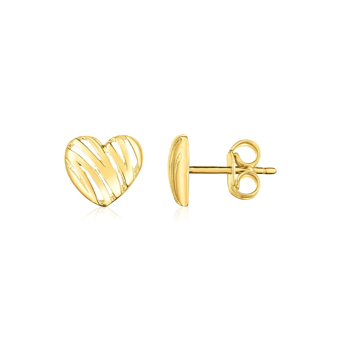 14K Gelbgold Hochglanz Scribble Herz Ohrstecker