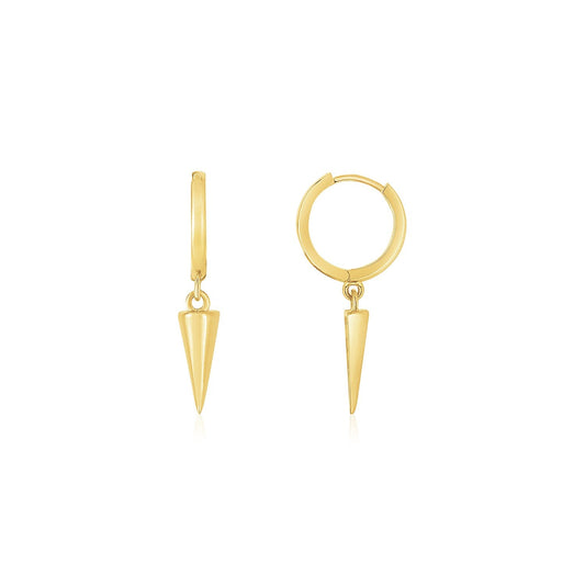 14K Gelbgold baumelnde Spikes Creolen-Ohrringe