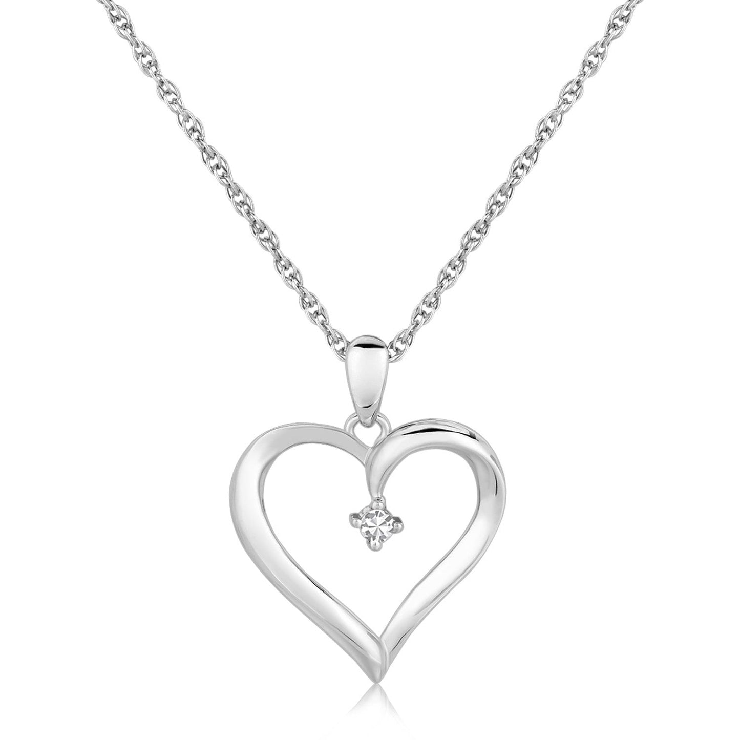 Pendentif cœur ouvert en argent sterling orné de diamants (poids total en carats : 0,03)