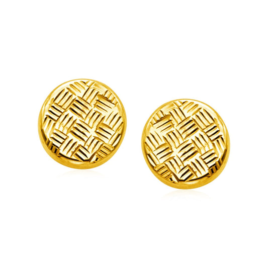 Ohrstecker aus 14 Karat Gelbgold mit strukturierten Kreisen
