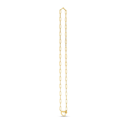 14 Karat Gelbgold Herz-Element Paperclip-Halskette