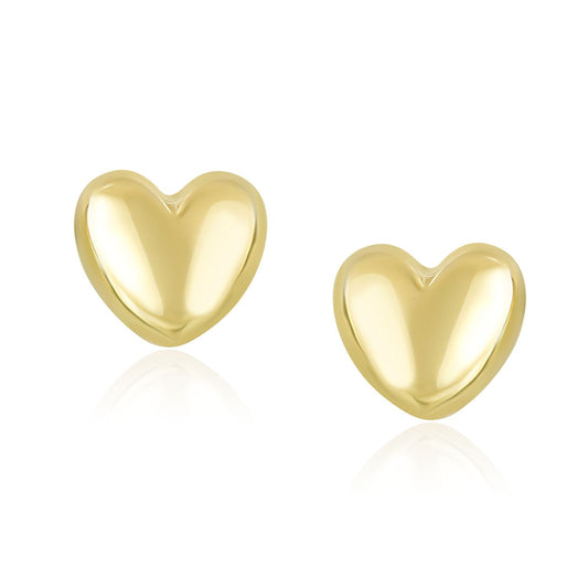 Ohrringe, glänzend, herzförmig, gewölbt, aus 14 Karat Gelbgold