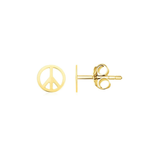 14k Gelbgold Ohrstecker mit Friedenszeichen (6,9mm)