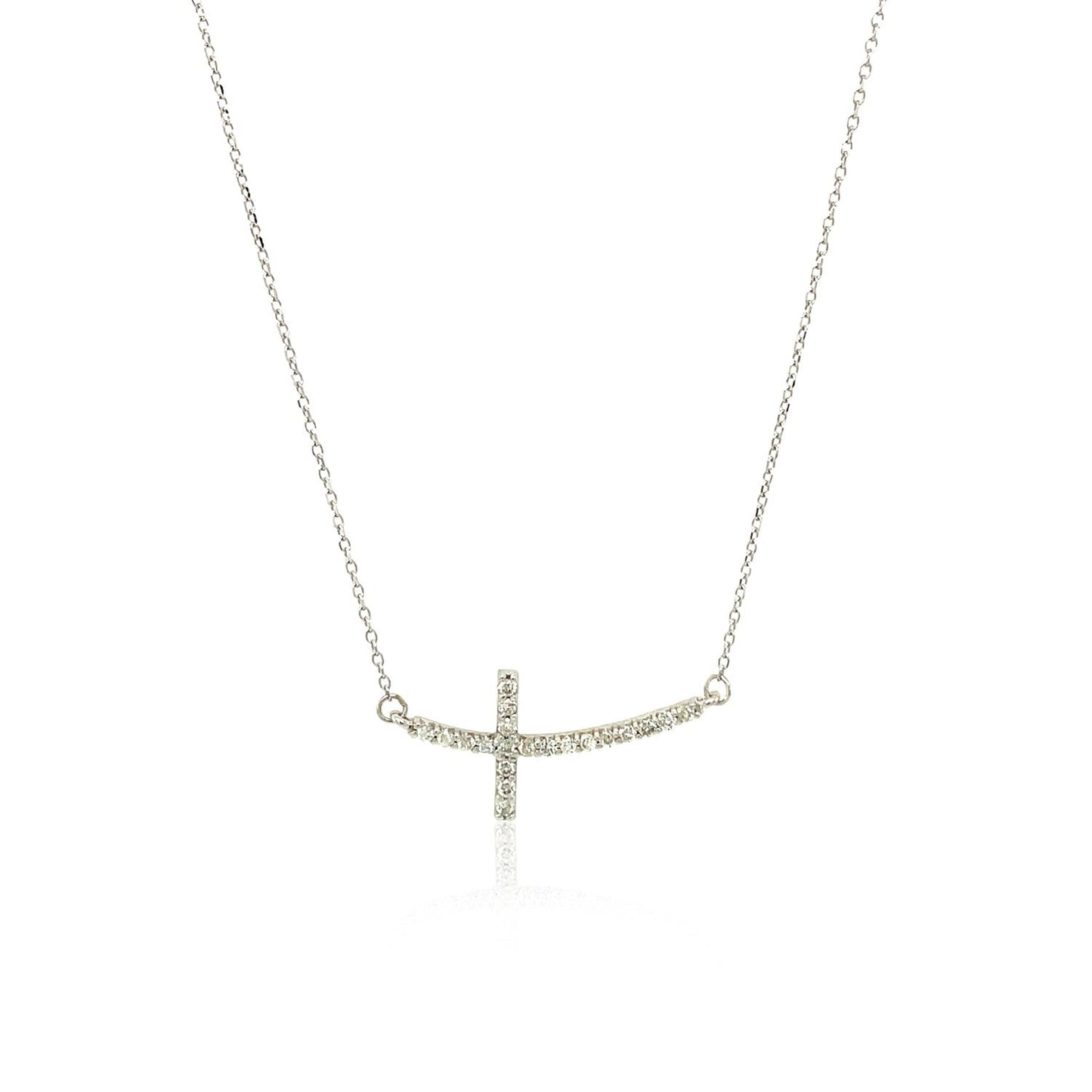 14 Karat Weißgold Halskette mit Diamanten und Kreuzmotiv (0,21 Karat Gesamtgewicht)