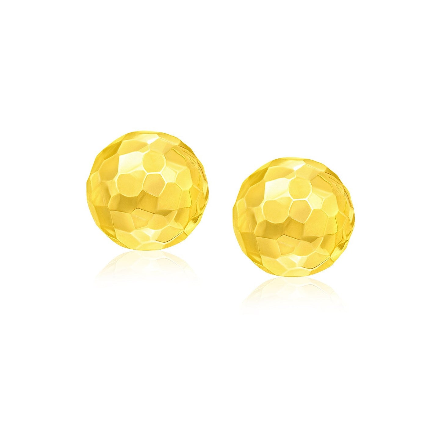 14 Karat Gelbgold runde Ohrstecker im Facetten-Schliff (7mm)