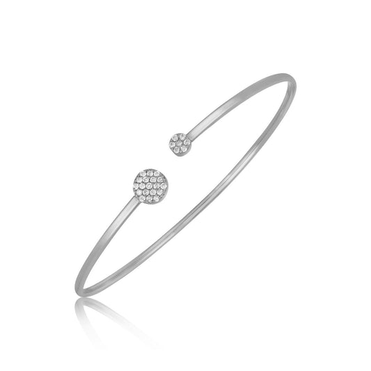 Bracelet jonc grappe de diamants en or blanc 14 carats poli brillant (2 mm)