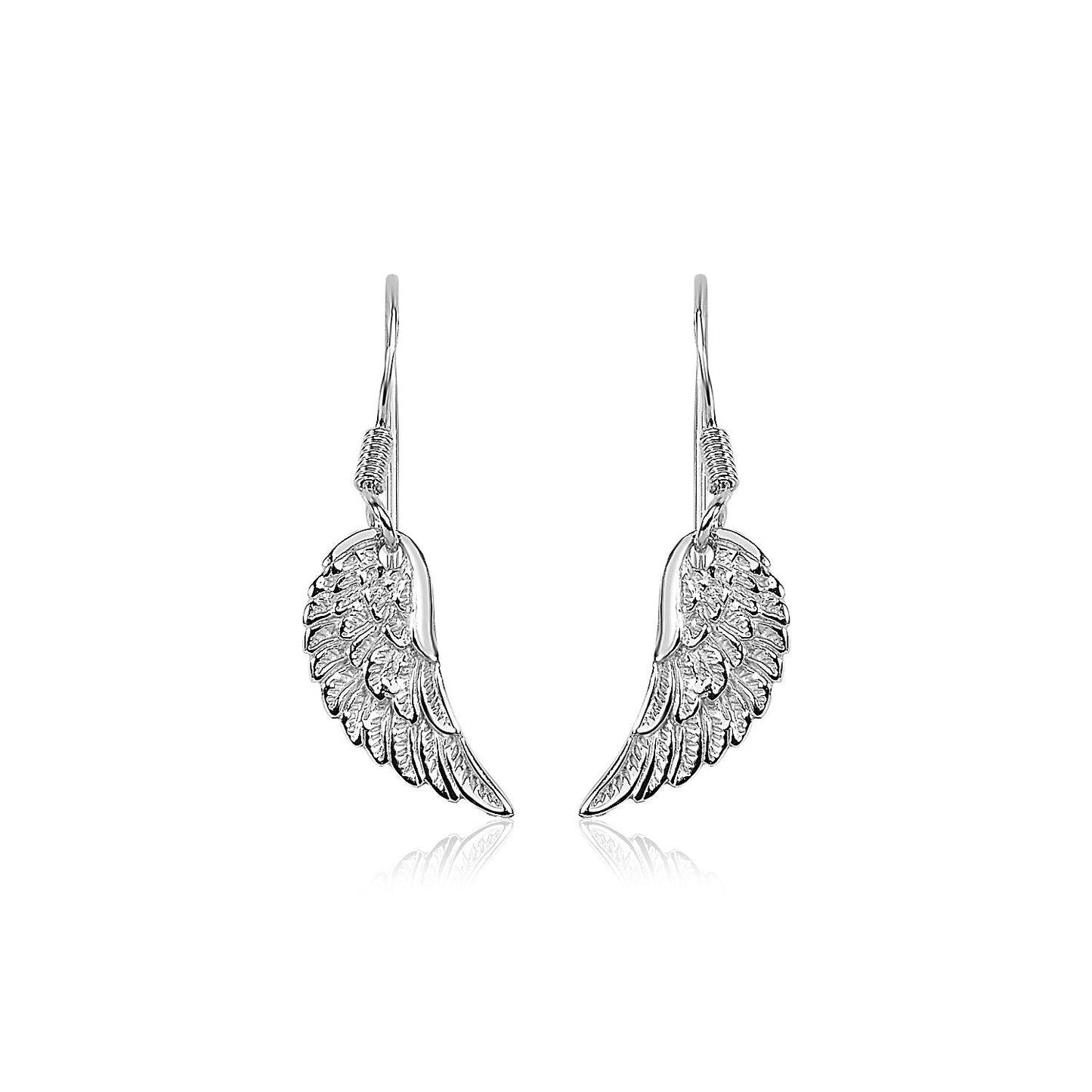 Boucles d'oreilles en argent sterling texturé en forme d'ailes d'ange