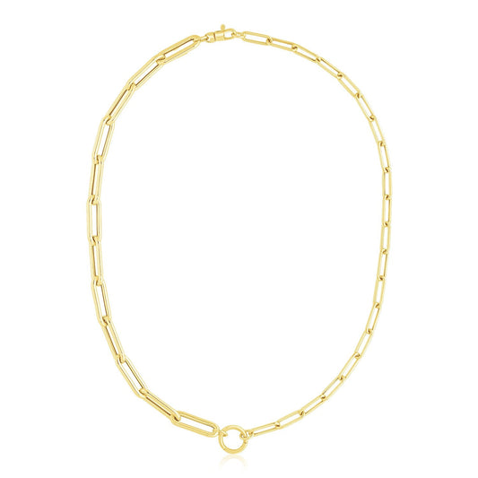 Collier chaîne maille trombone allongée haute brillance en or jaune 14 carats