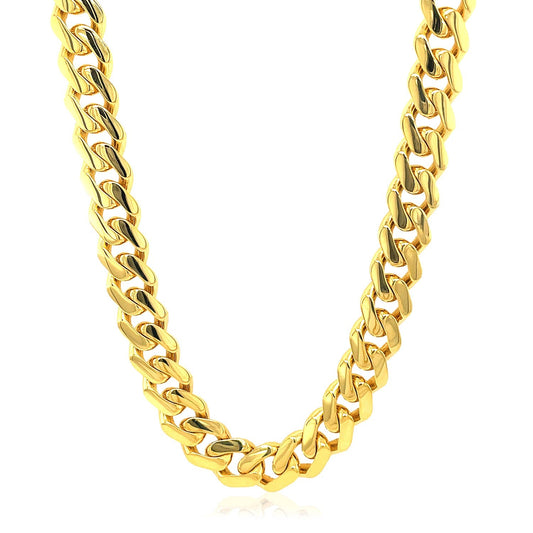 14 Karat Gelbgold polierte Miami Cuban Gliederkette Halskette
