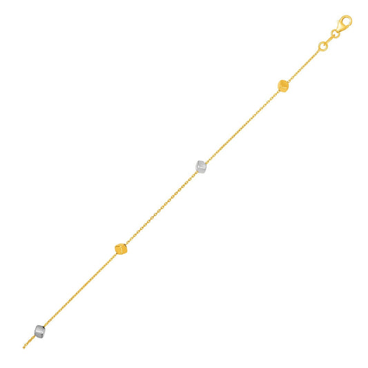 Bracelet en or bicolore 14 carats avec cubes polis