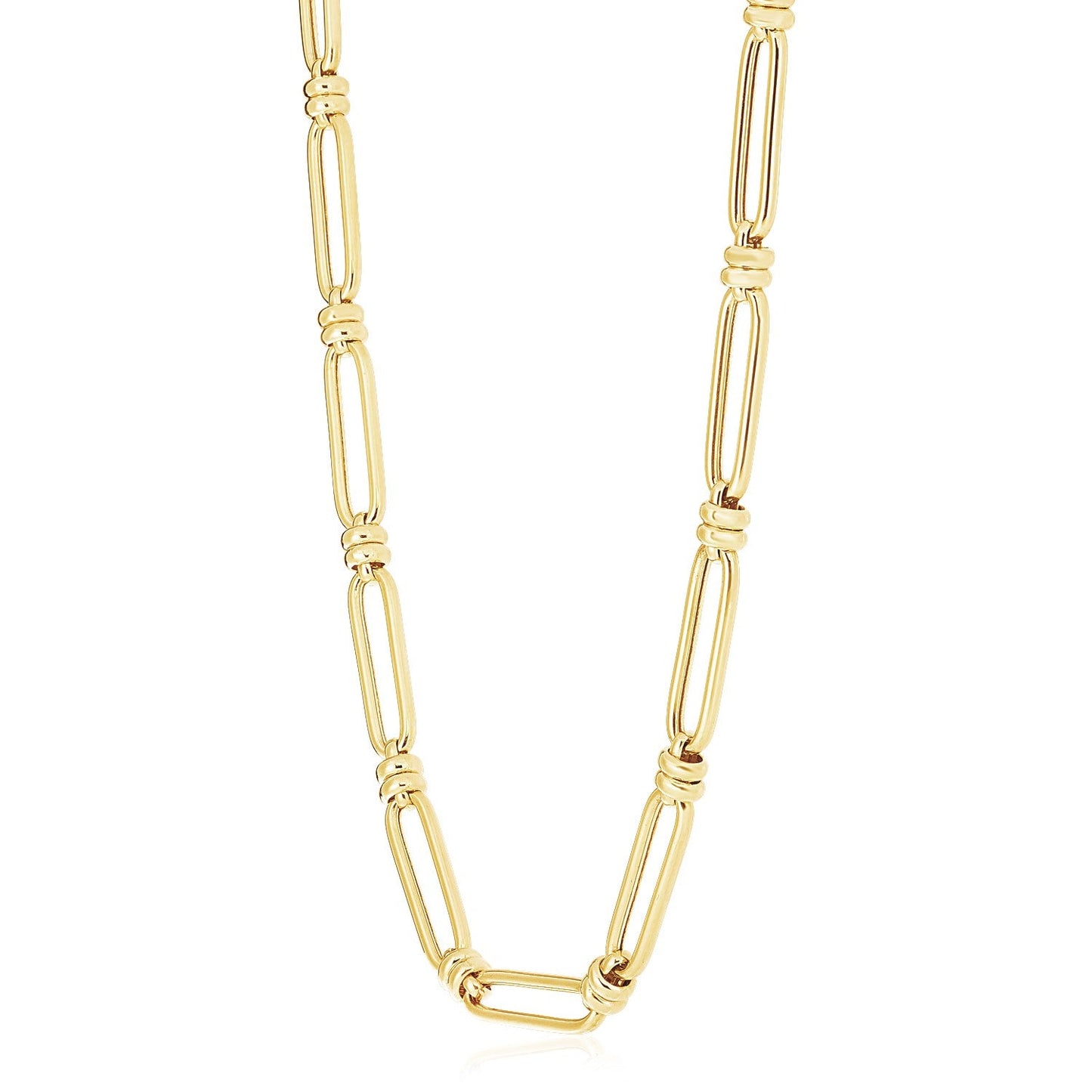 14K Gelbgold Hochglanz Poliertes Längliches Paperclip Jax Link Collier