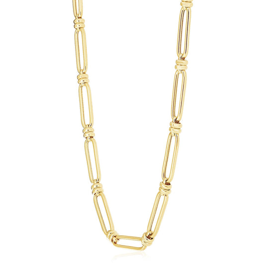 14K Gelbgold Hochglanz Poliertes Längliches Paperclip Jax Link Collier