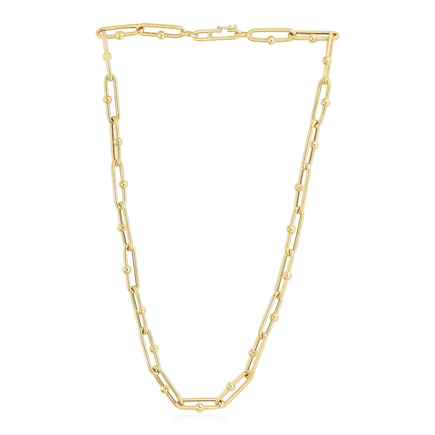 14K Gelbgold Hochglanz Poliertes Längliches Paperclip Jax Link Collier