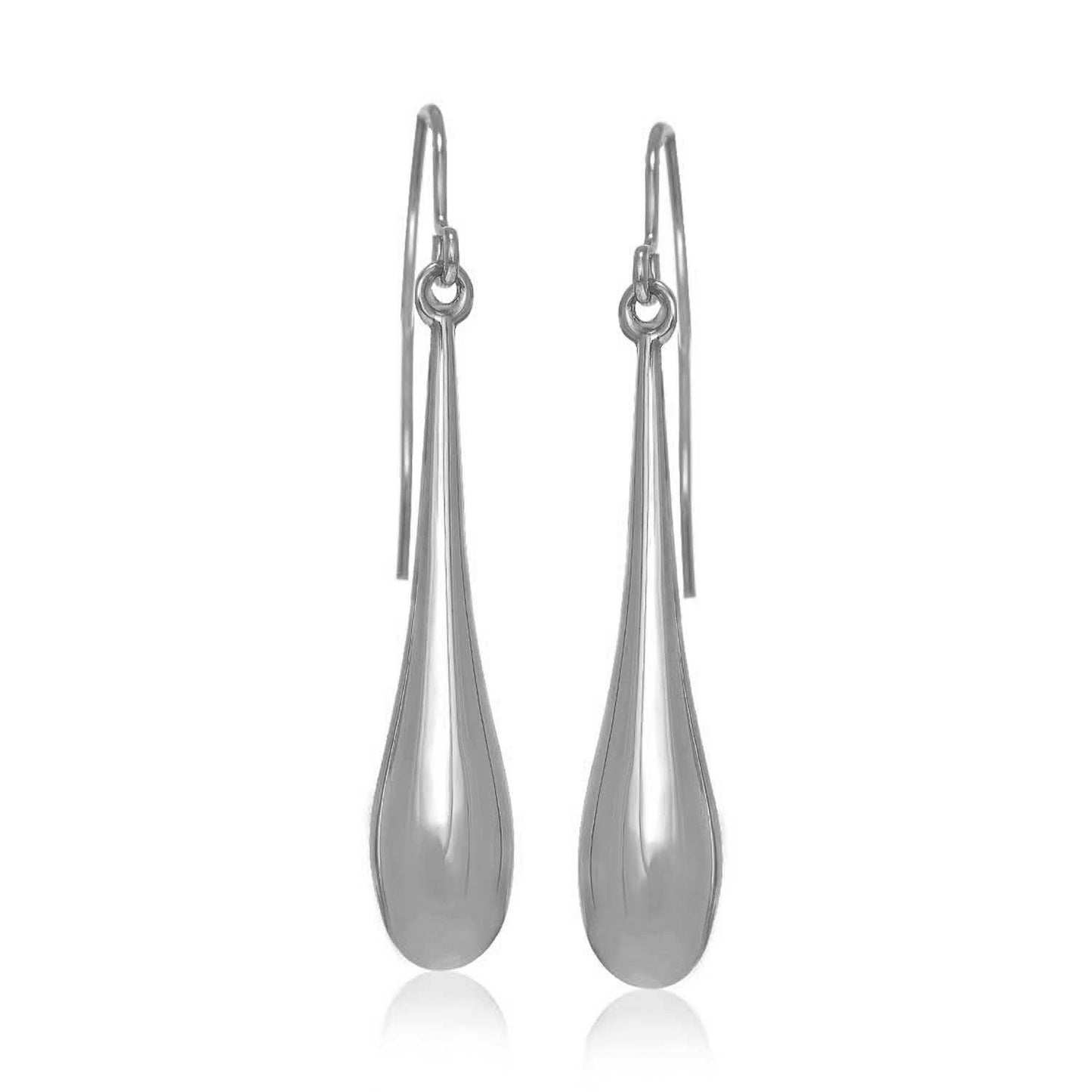 Boucles d'oreilles pendantes en forme de goutte polie en or blanc 14 carats