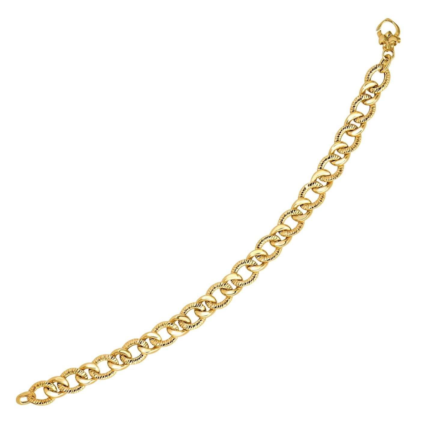 14 Karat Gelbgold Curb-Kette Design mit Diamantschliff Armband (8,80 mm)