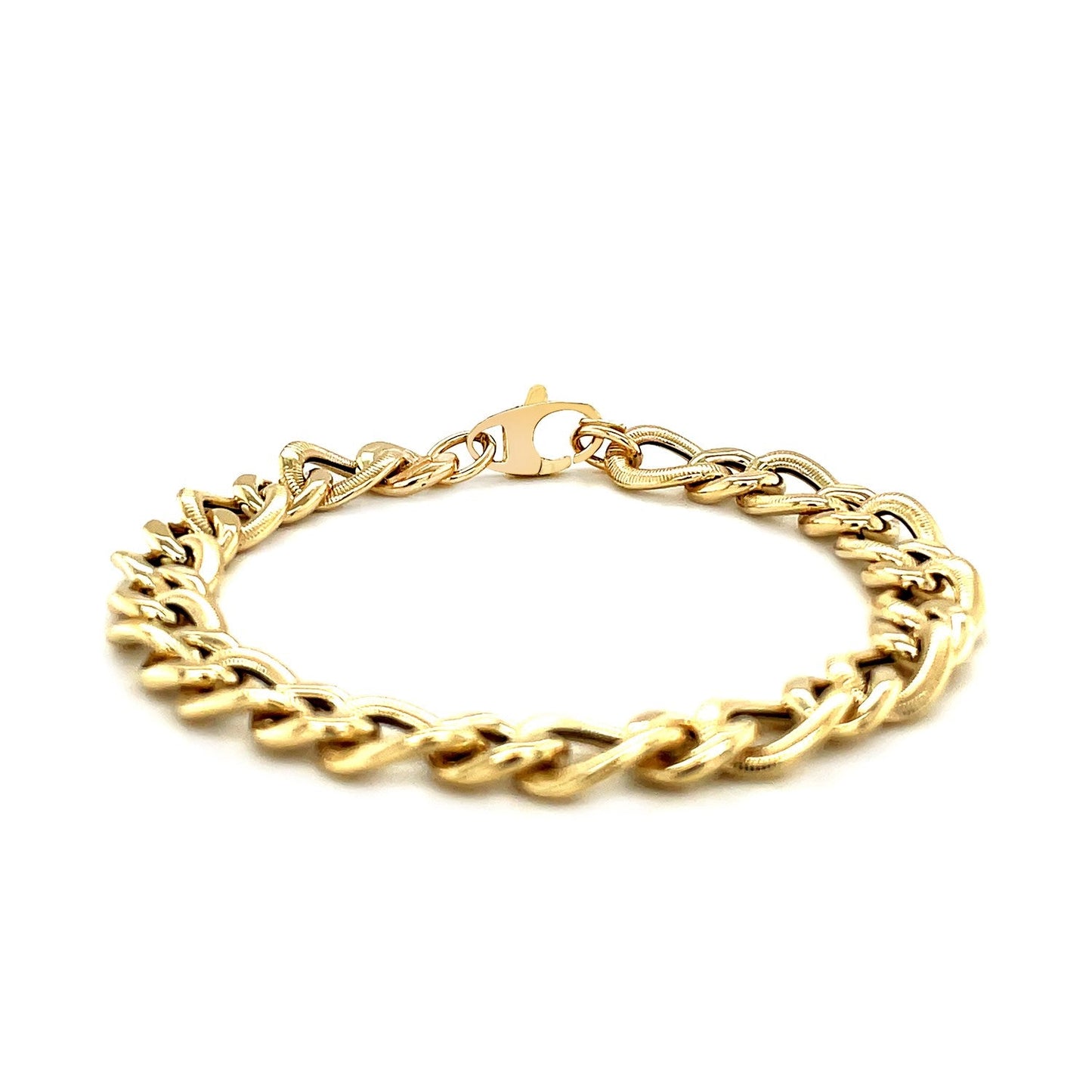14 Karat Gelbgold Curb-Kette Design mit Diamantschliff Armband (8,80 mm)
