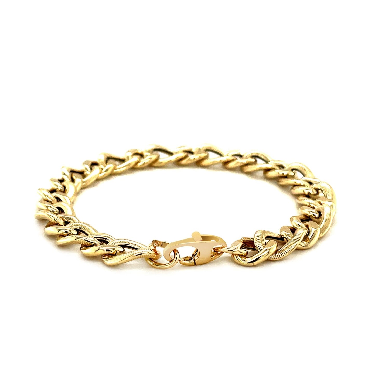 14 Karat Gelbgold Curb-Kette Design mit Diamantschliff Armband (8,80 mm)