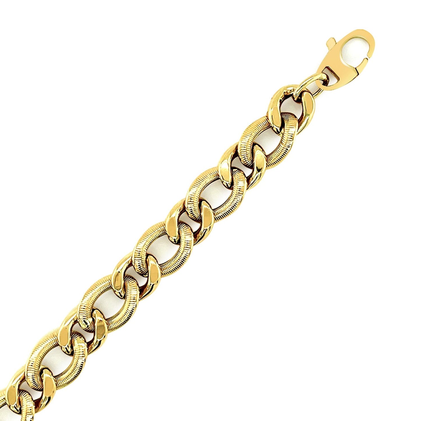 14 Karat Gelbgold Curb-Kette Design mit Diamantschliff Armband (8,80 mm)