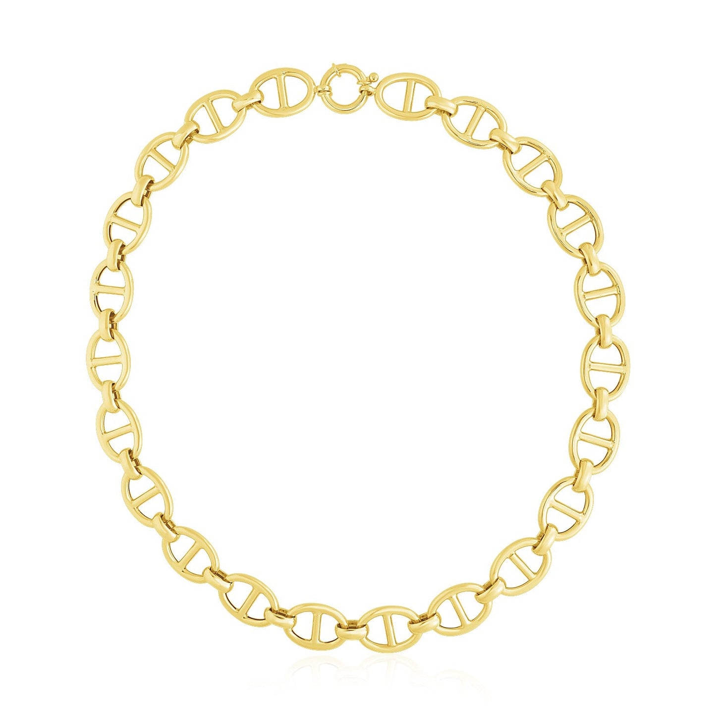 Halskette aus 14 Karat Gelbgold mit hochglanzpolierten ovalen Ankergliedern (13,8 mm)