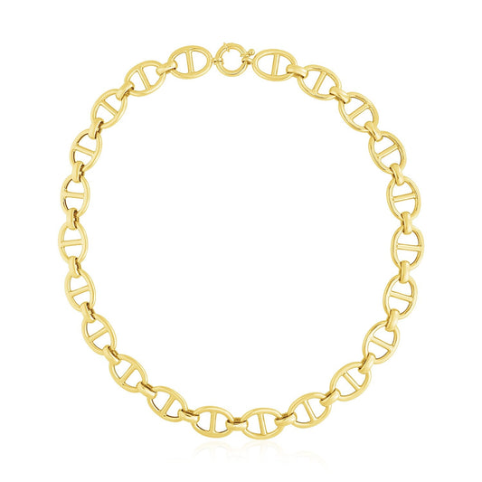 Halskette aus 14 Karat Gelbgold mit hochglanzpolierten ovalen Ankergliedern (13,8 mm)