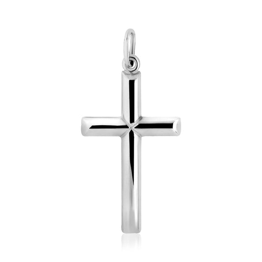 925er Silber polierter Barrenkreuz-Anhänger