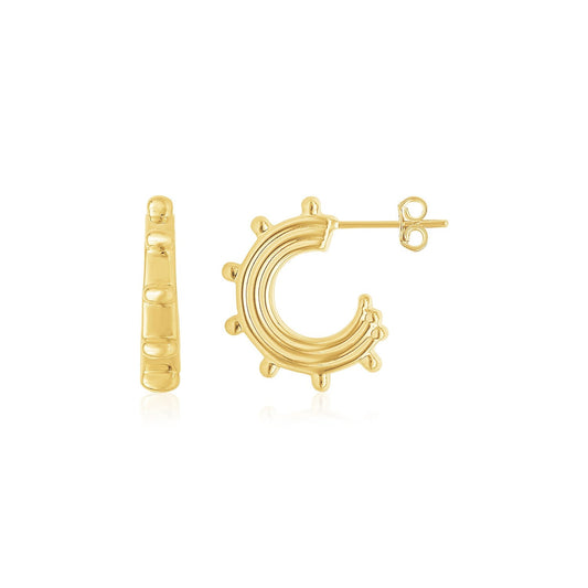 14K Gelbgold Perlen-Halbcreolen
