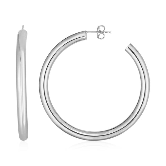 14 Karat Weißgold polierte Kreolen (4x40mm)
