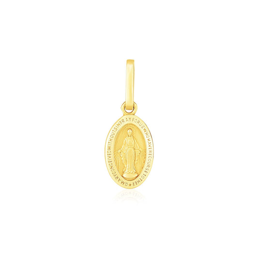 14 Karat Gelbgold Oval Religiöse Medaillon-Anhänger