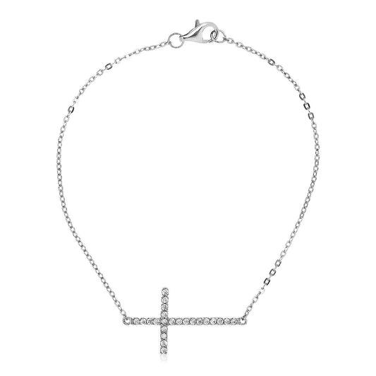 Kreuzarmband aus Sterlingsilber mit Zirkonia