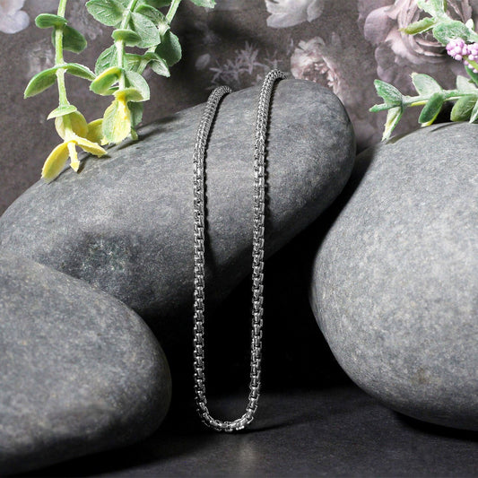 14k White Gold Solid Round Box Chain (2.5 mm) - ThisandThatShoppe