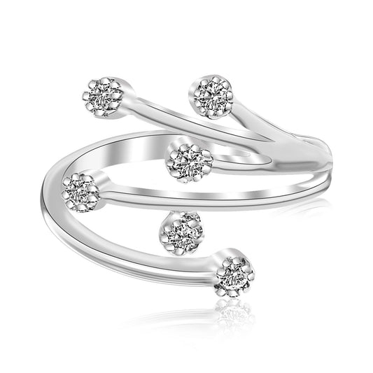 Zehenring aus Sterlingsilber, rhodiniert, mit weißen Zirkonia-Steinen