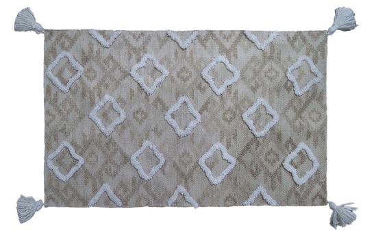 Tufted Shatter rug with corner fringes (25"x45")