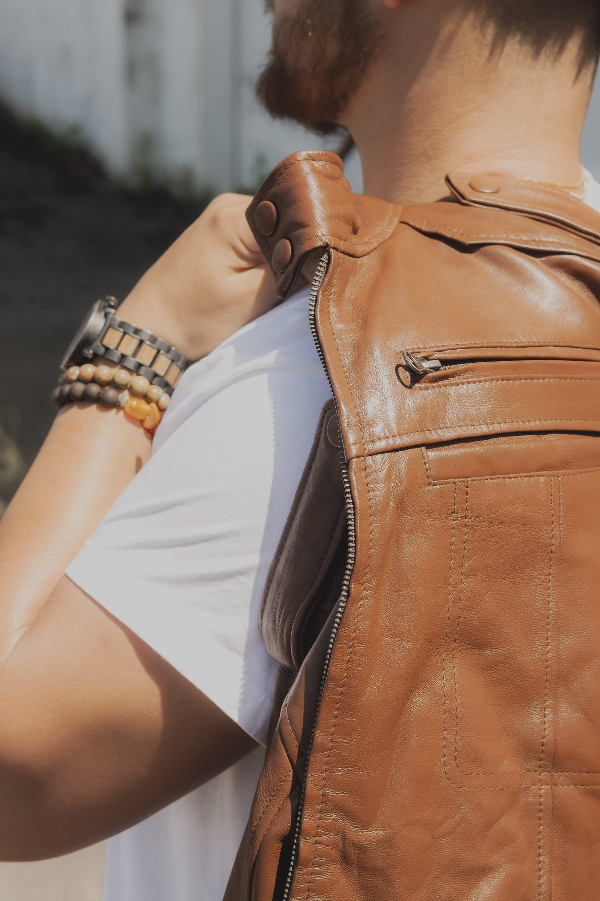 Le blouson en cuir marron Wilkinson