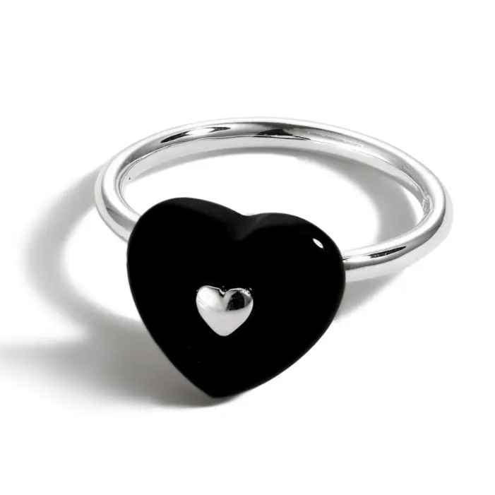 Bague Cœur Noir - Bague originale pour la Saint-Valentin | Argent sterling 925