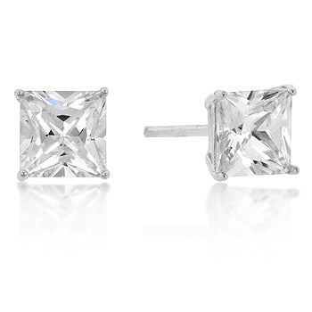 New Sterling Princess Cut Cubic Zirconia Studs