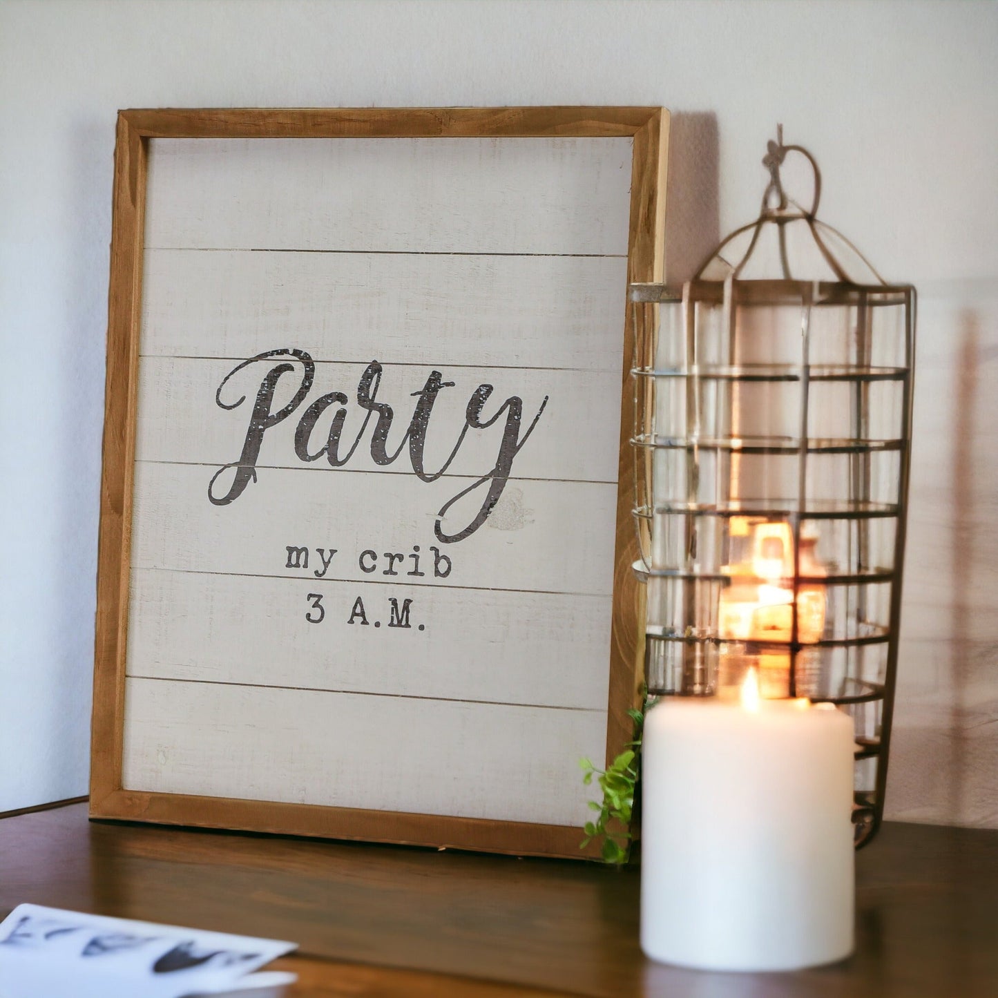 Panneau de chambre d'enfant rustique en bois « My Crib 3 AM » - Cadeau de fête prénatale fait à la main 16 x 20