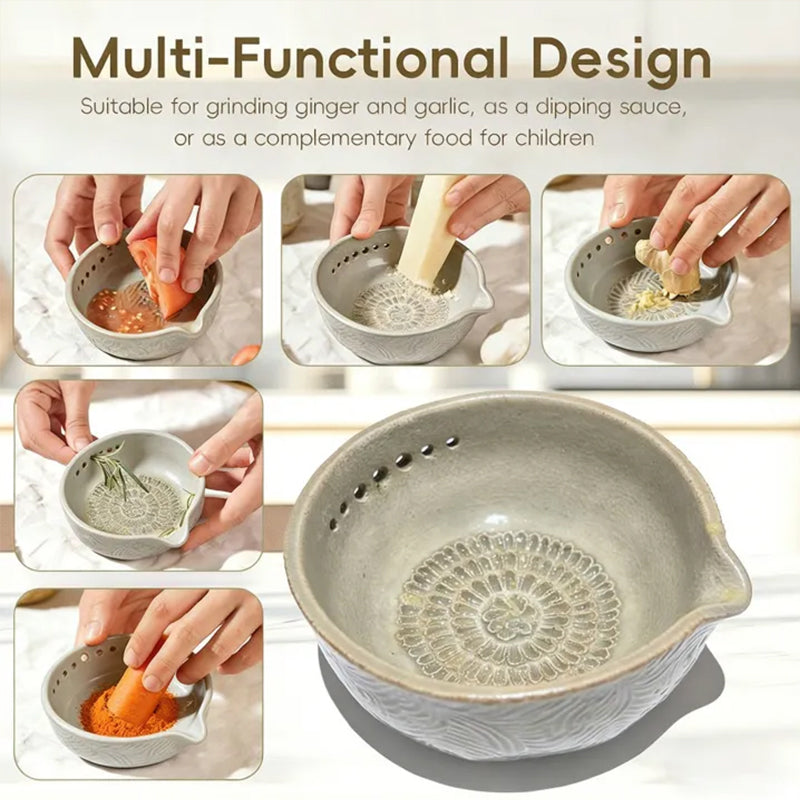 2-in-1 Garlic Grater & Peeler with Drain Hole, Efficient Vegetable Leaf Stripper for Ginger, Onion, Cheese