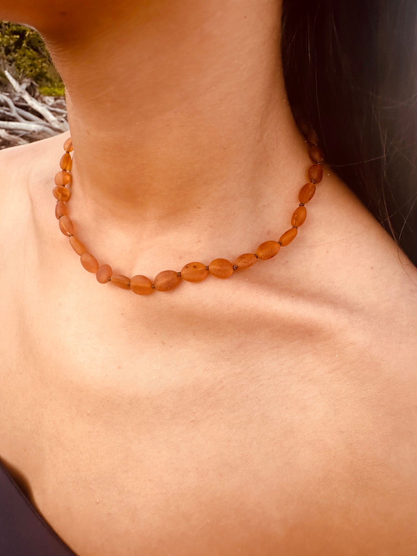 Ambre de la Baltique brut couleur cognac || Classique || Collier