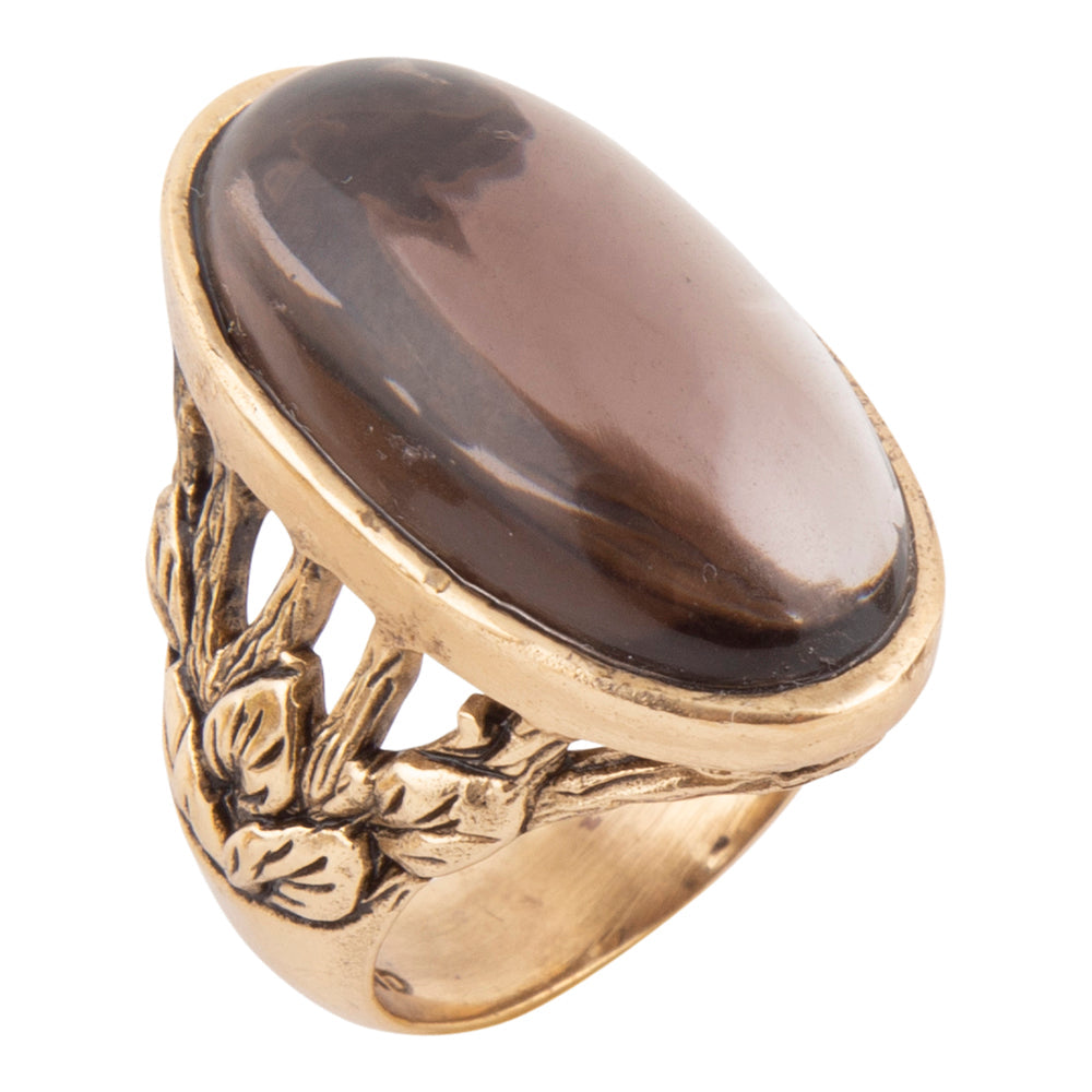 Verzauberter facettierter schwarzer Rauchquarz Goldring
