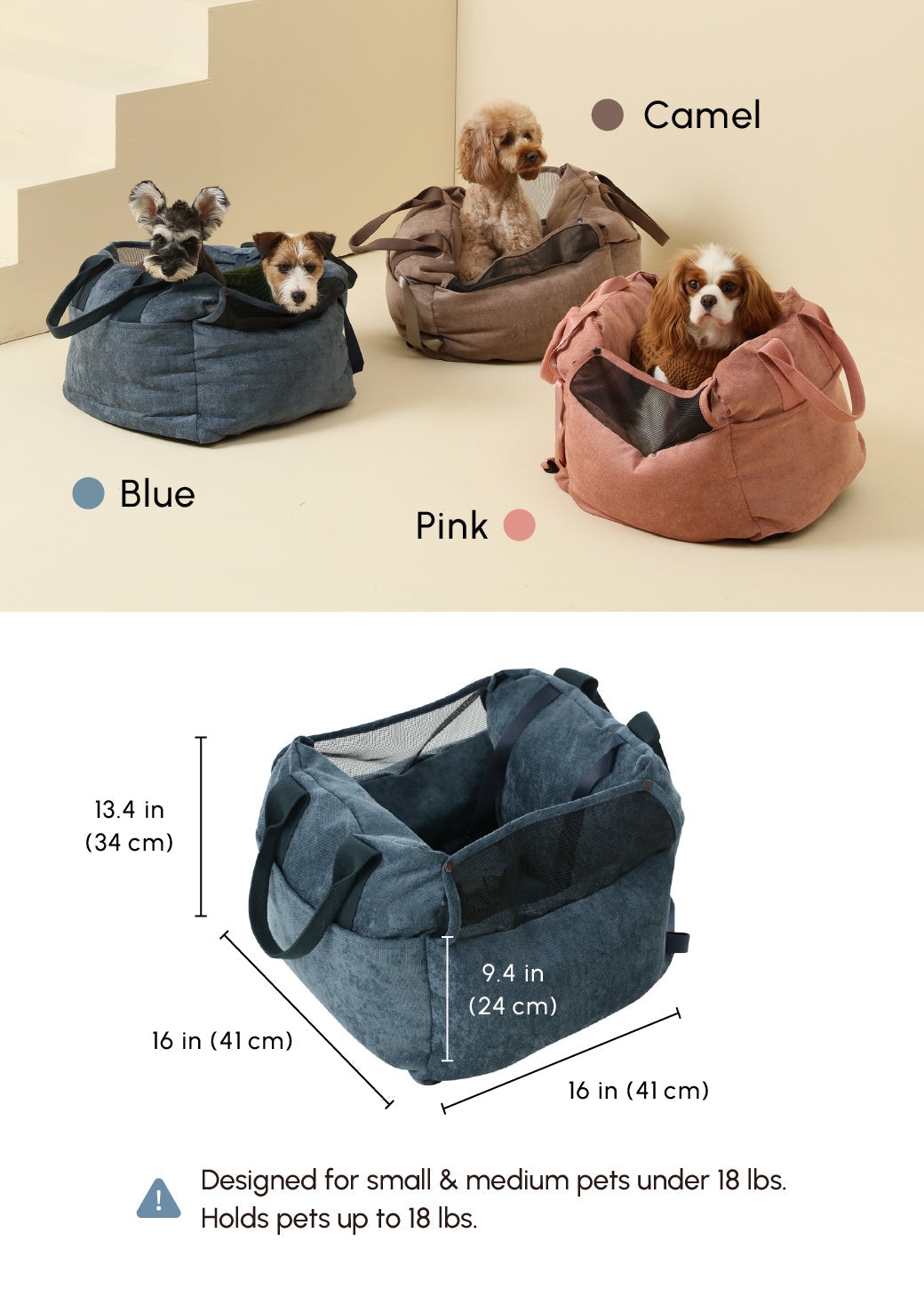 Siège de voiture pour chien Puff Guard - Bleu