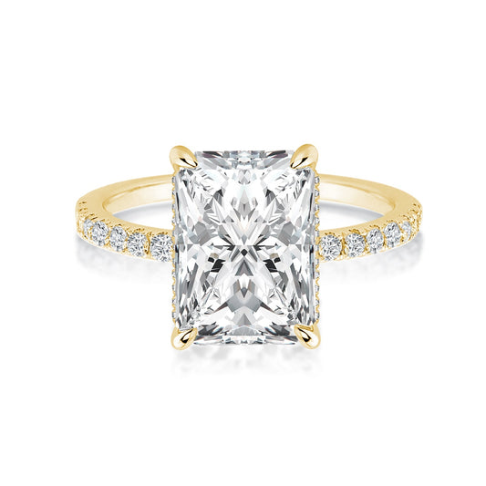 Rodiffy Moissanite 3,5 Karat Radiant Cut Gelbgold Verlobungsring für Frauen