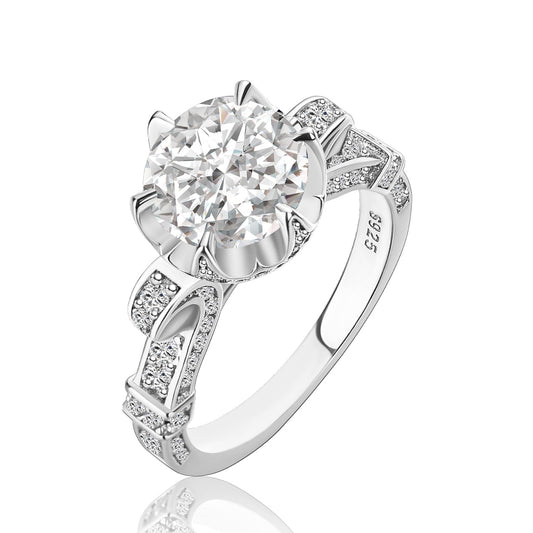 Rodiffy Moissanite 2.0 Karat runder Schliff, gedrehter Verlobungsring aus Weißgold