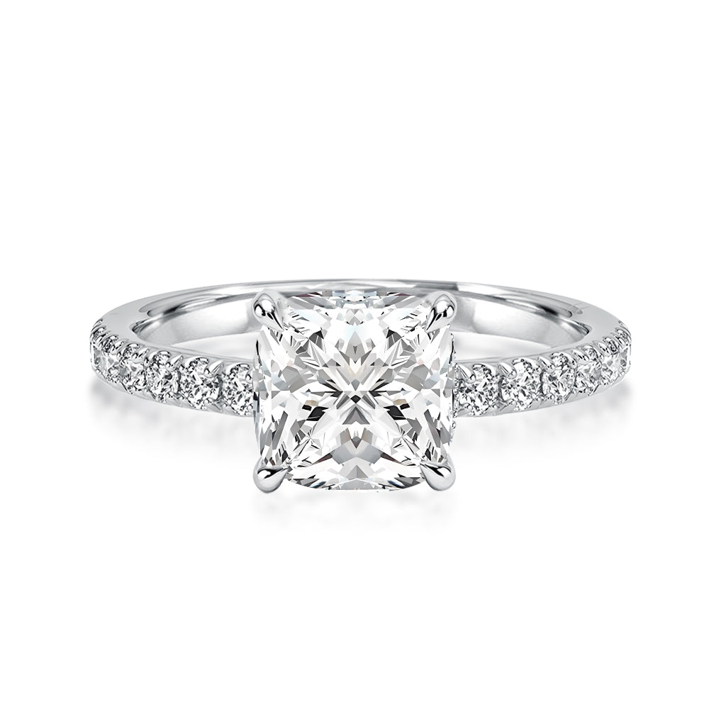 Rodiffy Moissanit 2.0Ct -2.5Ct quadratischer Kissen-Verlobungsring
