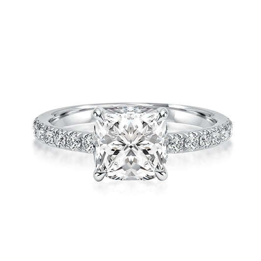 Rodiffy Moissanit 2.0Ct -2.5Ct quadratischer Kissen-Verlobungsring